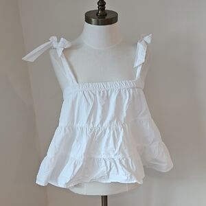 American Eagle White Ruffled Sleeveless Top